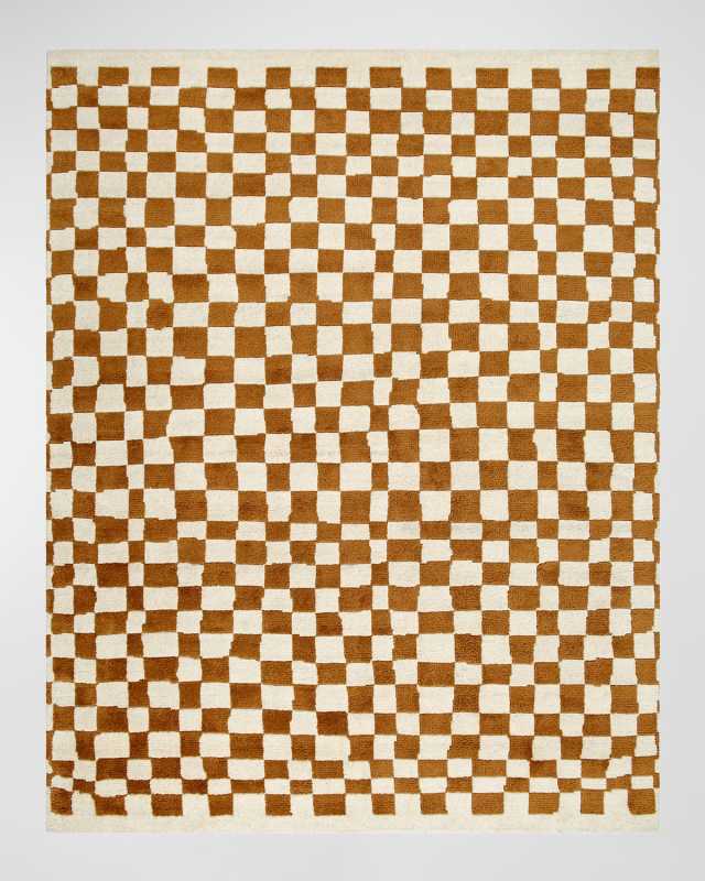Damier Hand-Knotted Rug, 6' x 9'