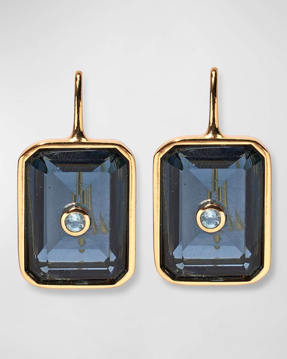 Tile 24K Gold Plated Topaz Drop Earrings in Denim