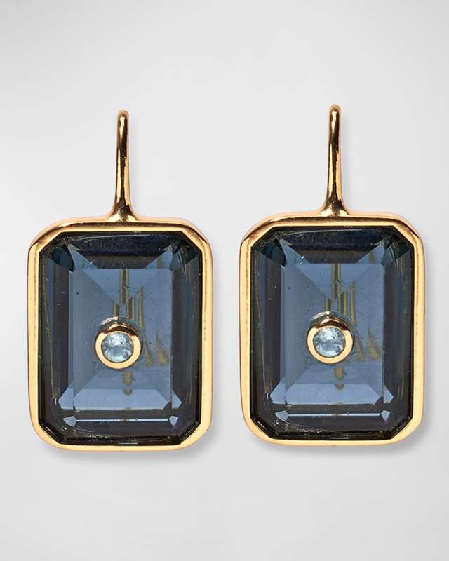 Tile 24K Gold Plated Topaz Drop Earrings in Denim