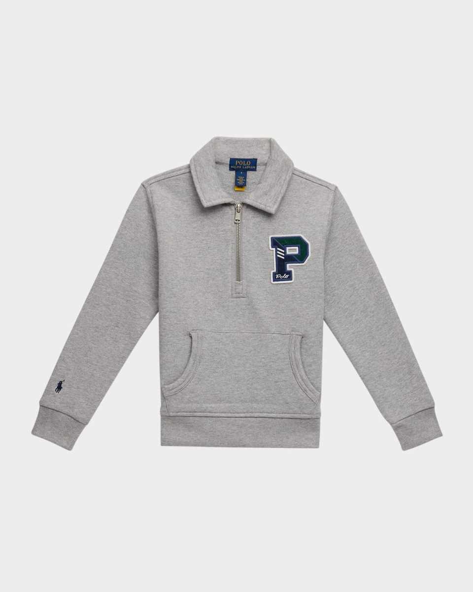 Boy's Logo Patch Fleece Sweatshirt, Size 2-7