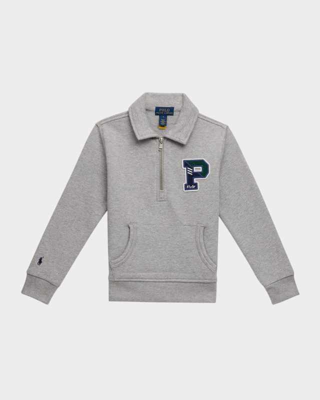Boy's Logo Patch Fleece Sweatshirt, Size 2-7