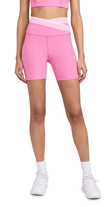 Beyond Yoga Spacedye In The Mix Biker Shorts Pink Bloom Heather
