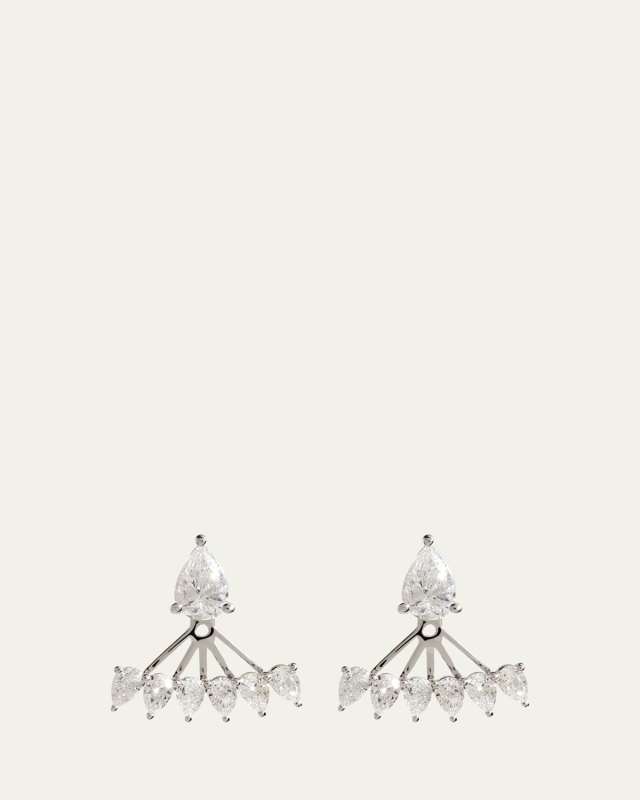 14K White Gold Pear Lab Grown Diamond Earring Jackets
