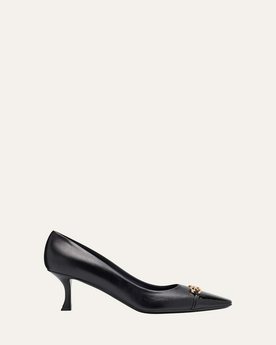 Bria Mixed Leather Chain Pumps