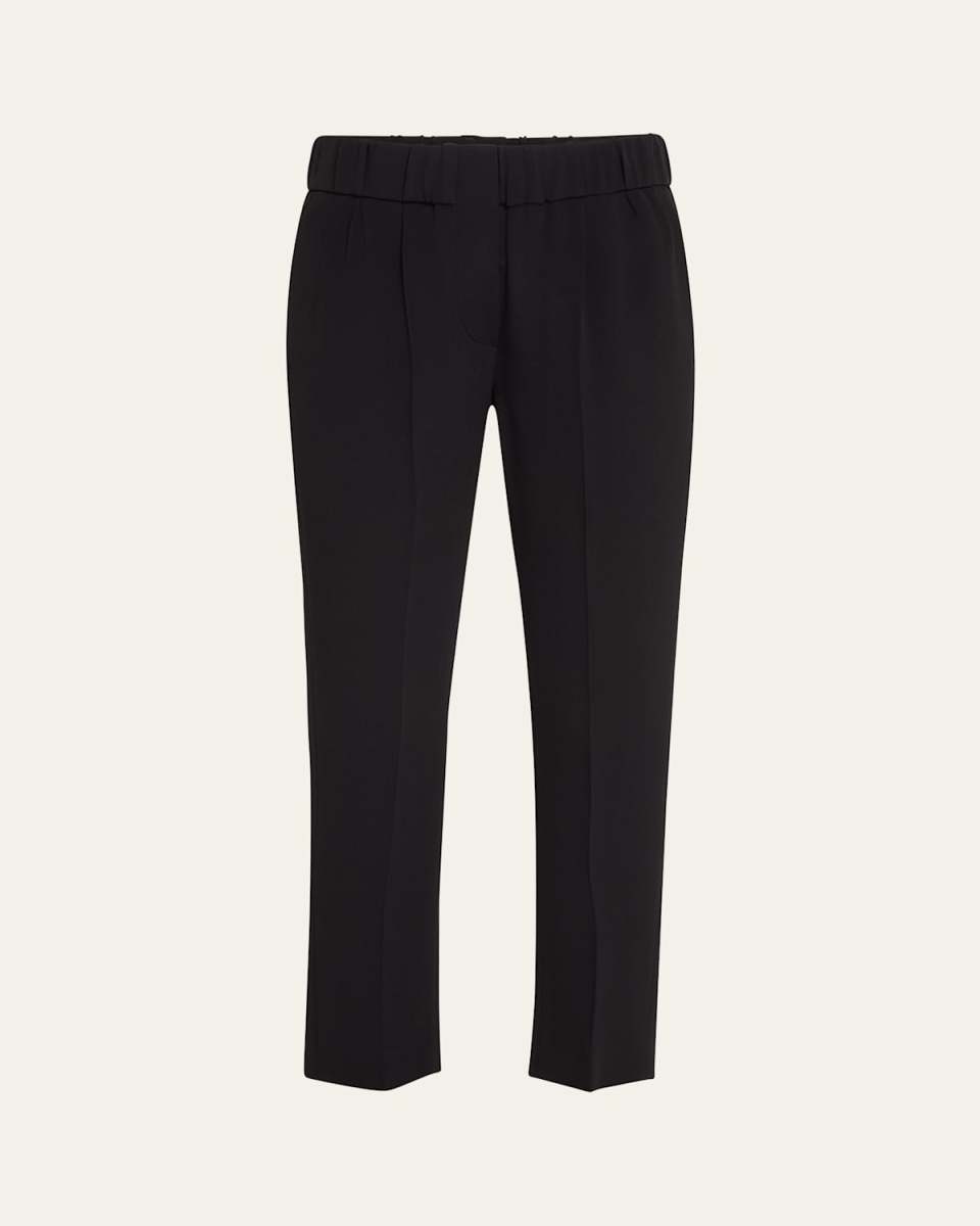 Silk Pull-On Cropped Pants