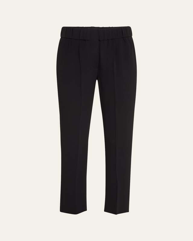 Silk Pull-On Cropped Pants