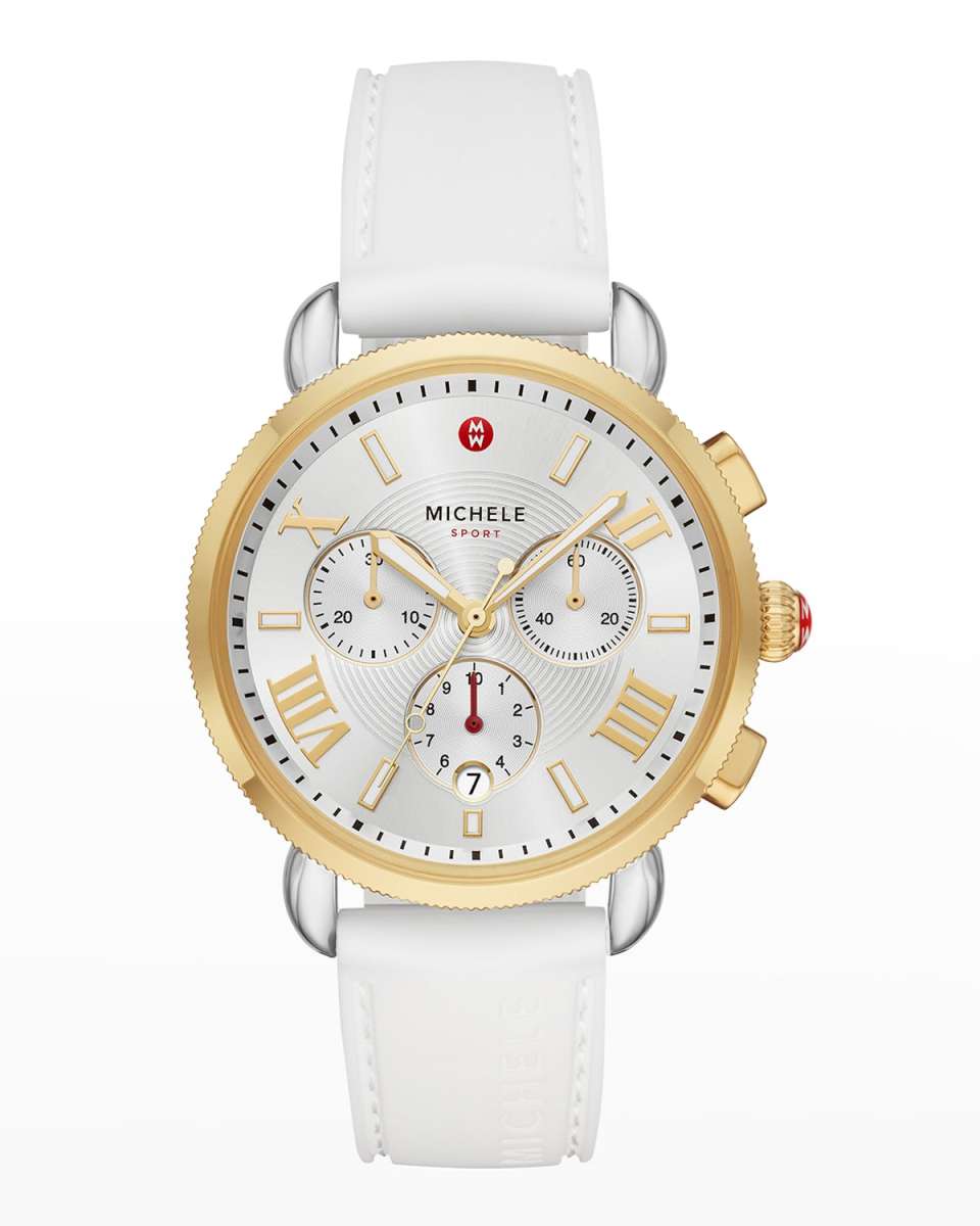Sporty Sail Two-Tone Gold Watch in White