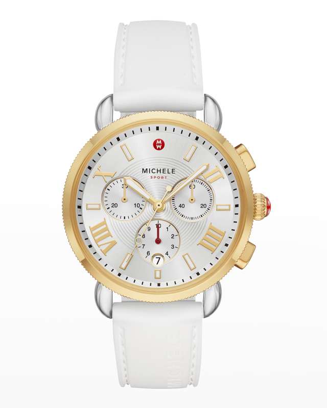 Sporty Sail Two-Tone Gold Watch in White