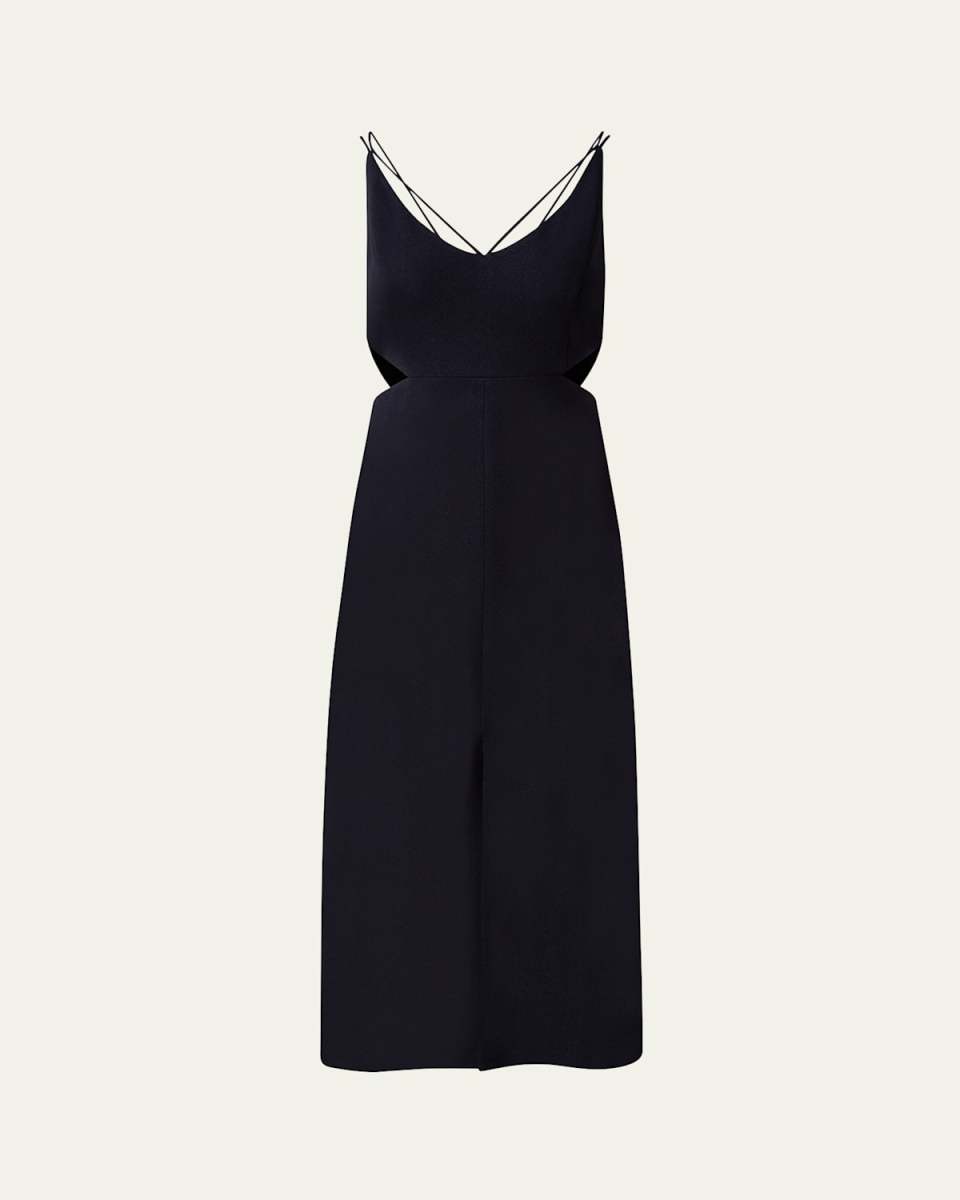 Cutout Viscose-Blend Crepe Midi Dress