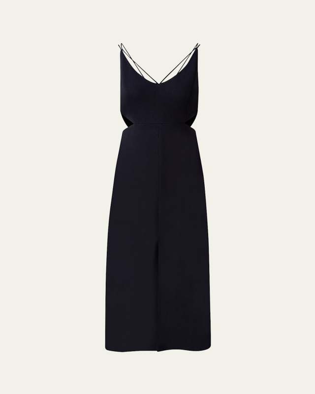 Cutout Viscose-Blend Crepe Midi Dress