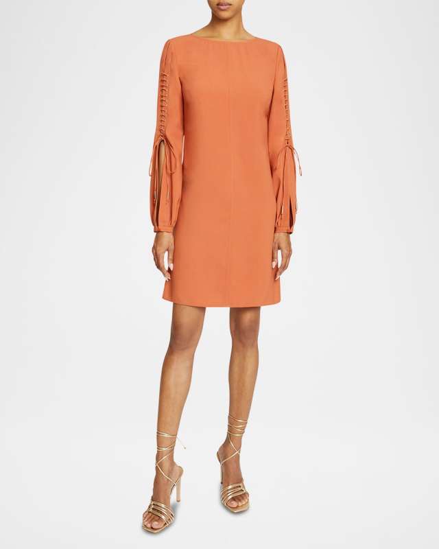Aries Lace-Up Crepe Mini Shift Dress