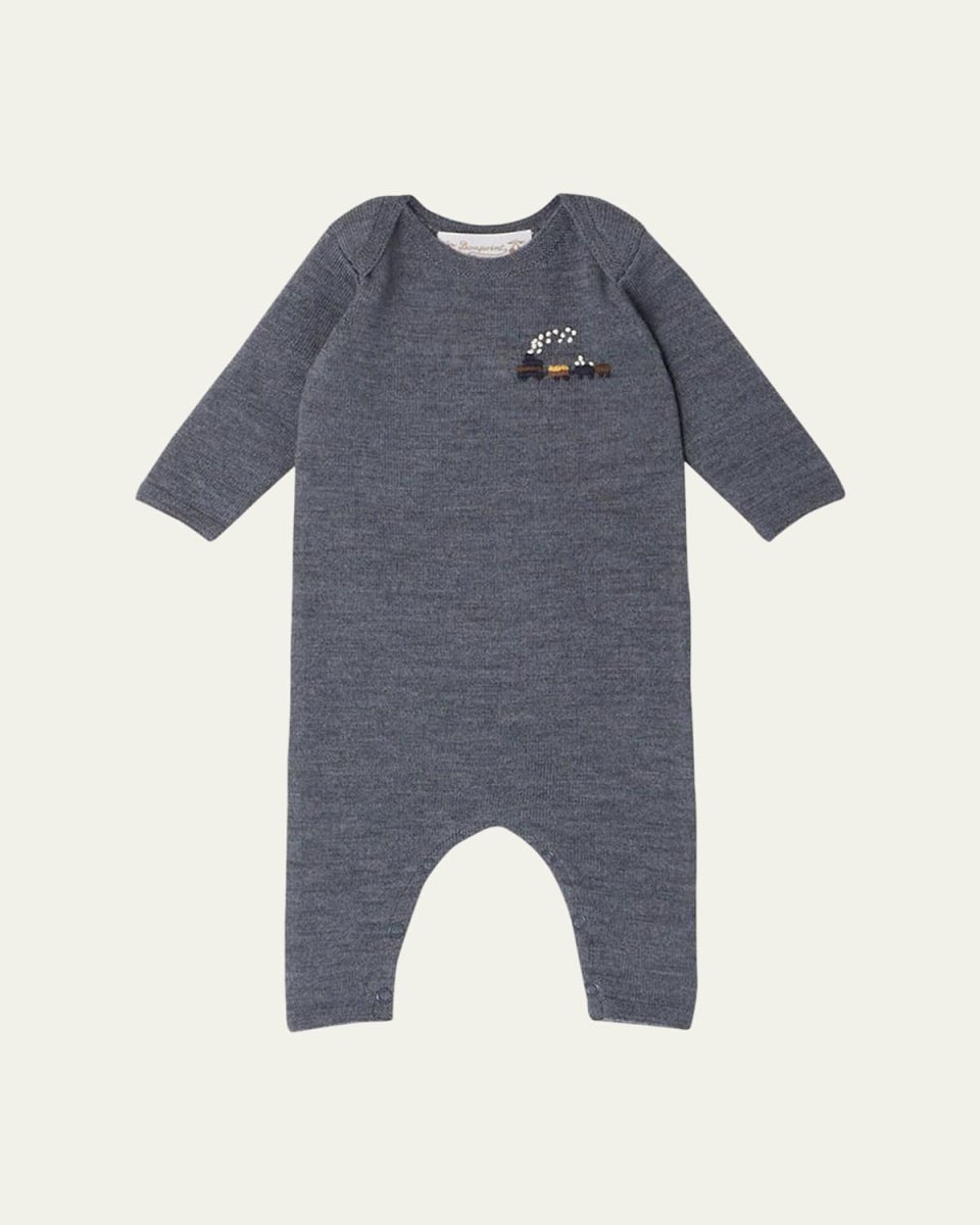 Girl's Embroidered Wool Coverall, Size 3M-18