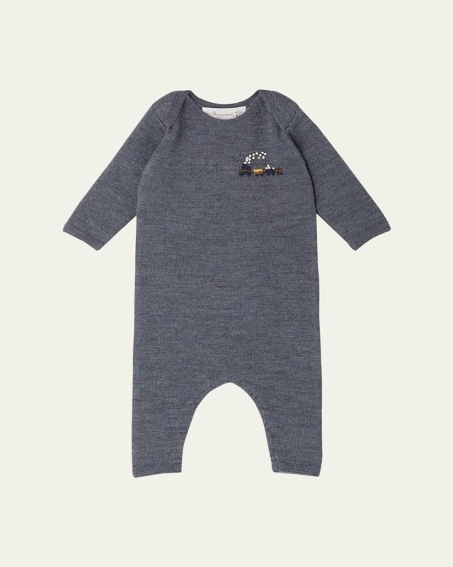 Girl's Embroidered Wool Coverall, Size 3M-18