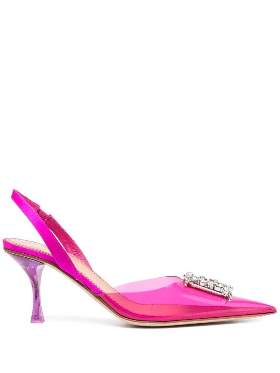 80mm embellished-logo slingback pumps