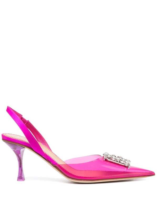 80mm embellished-logo slingback pumps
