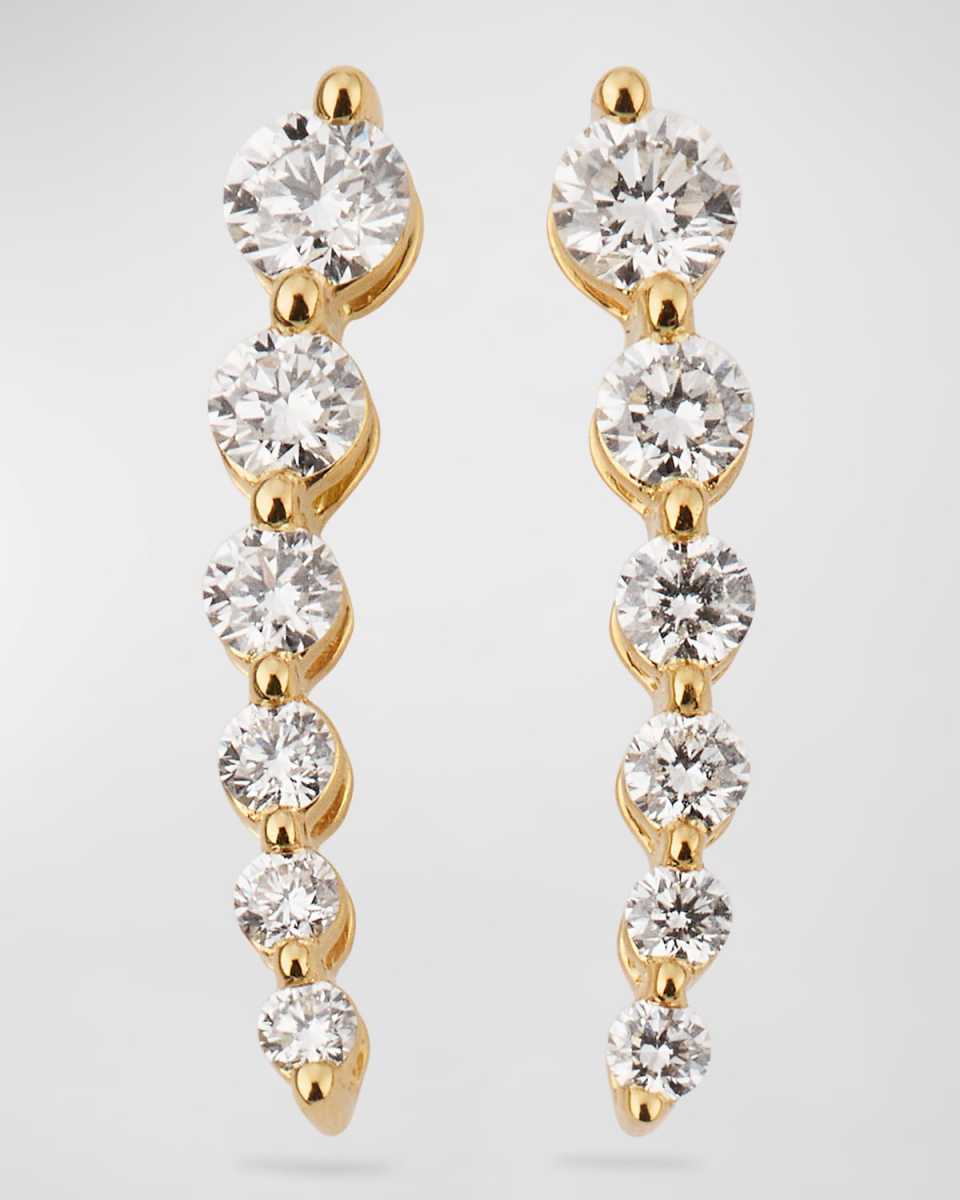 Sparkle 18K Yellow Gold Baguette and Round Diamond Earring Climbers