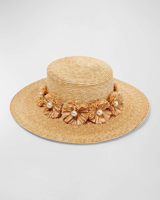 Confetti Pearly Straw Fedora