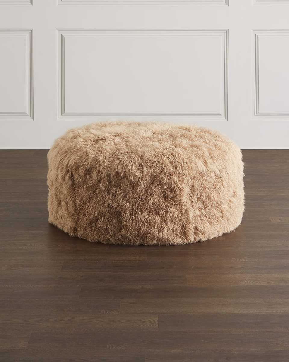 Adele Round Sheepskin Ottoman