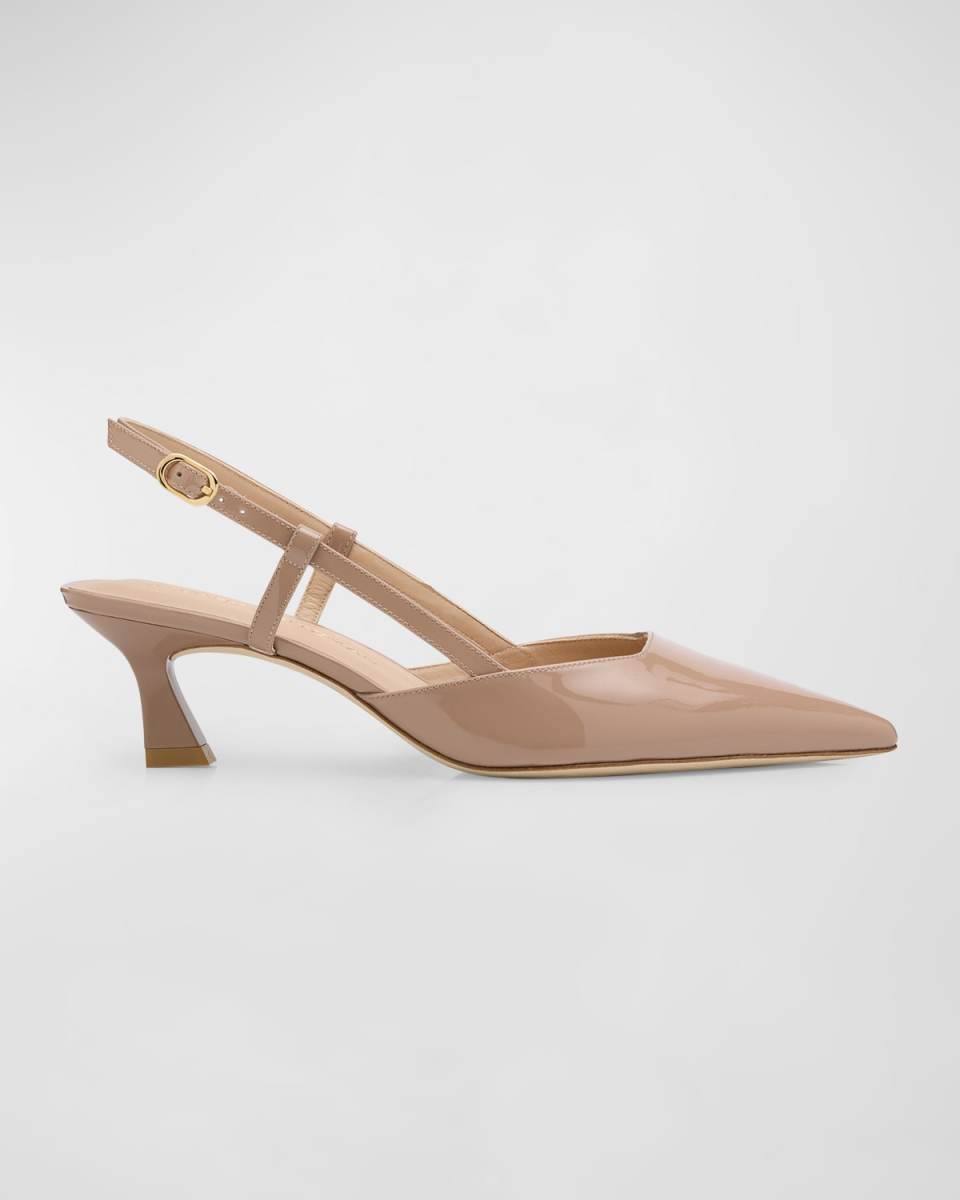 Vinnie Patent Kitten Slingback Pumps