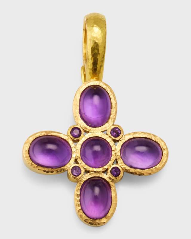 19K Amethyst Clover Pendant
