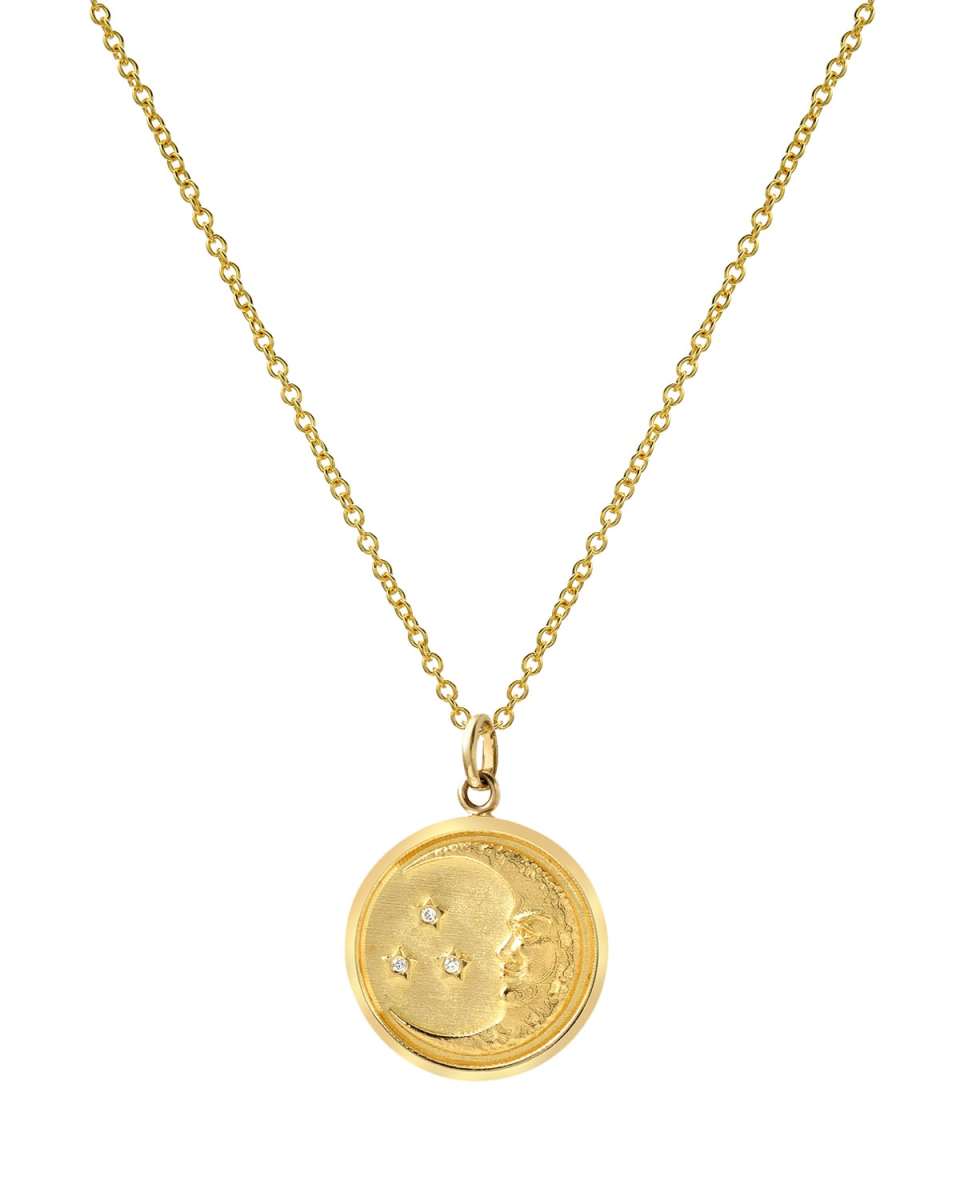 14k Diamond Moon Medallion Necklace