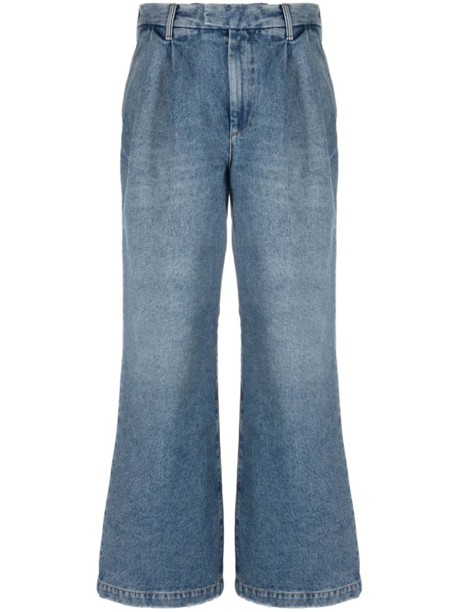 bootcut pleated jeans