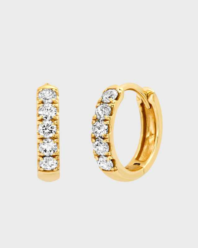 Chubby Diamond Huggie Earrings, 3mm