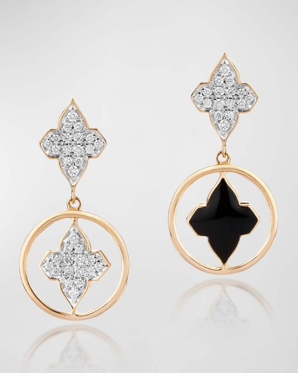 18K Yellow Gold Piano Black Mismatch Earrings