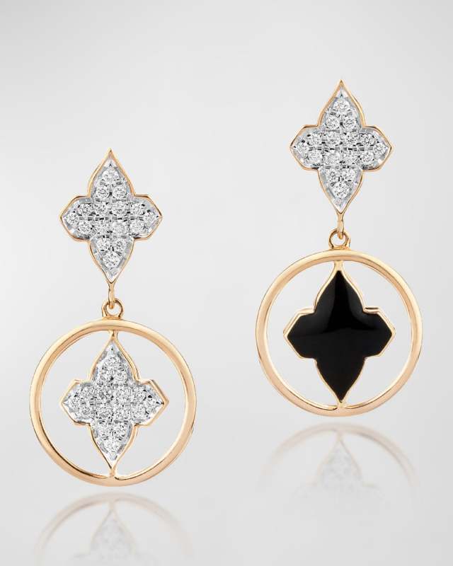 18K Yellow Gold Piano Black Mismatch Earrings
