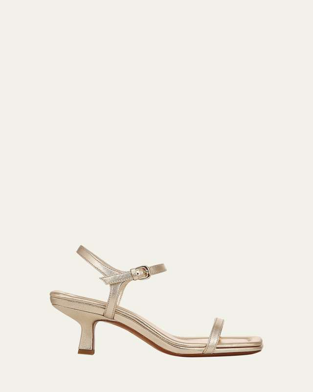 Coco Metallic Leather Kitten-Heel Sandals