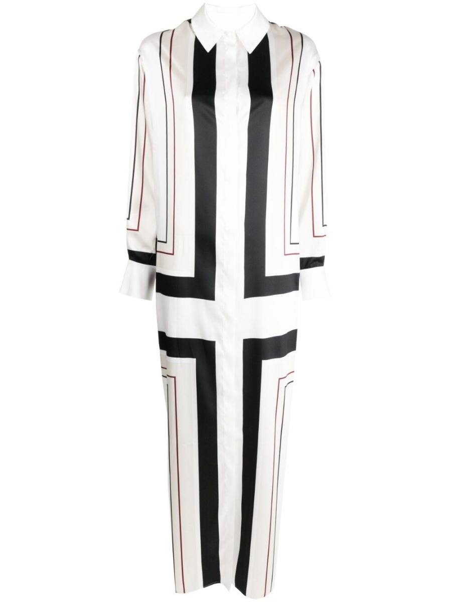 geometric-print satin dress