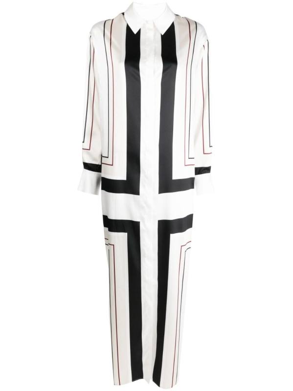 geometric-print satin dress