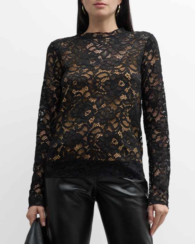 Donne Crewneck Floral Lace Top