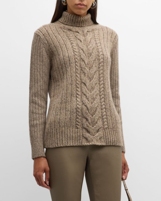 Cashmere Cable-Knit Turtleneck Sweater