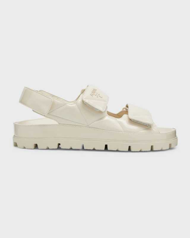 Quilted Patent Slingback Sport Sandals