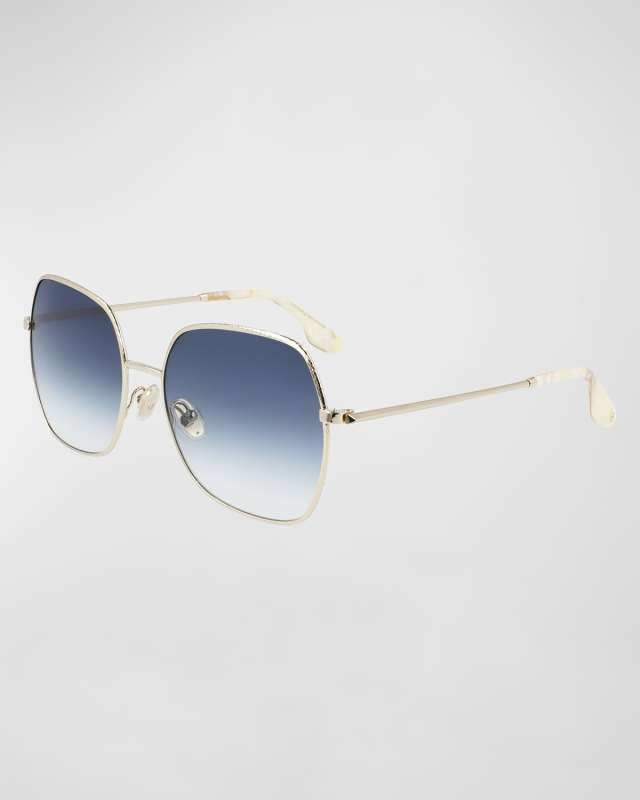 Oversized Square Hammered Metal Sunglasses