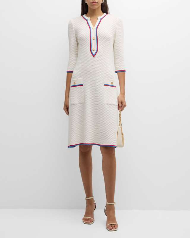 Intarsia Ribbed Soft Knit Sheath Dress