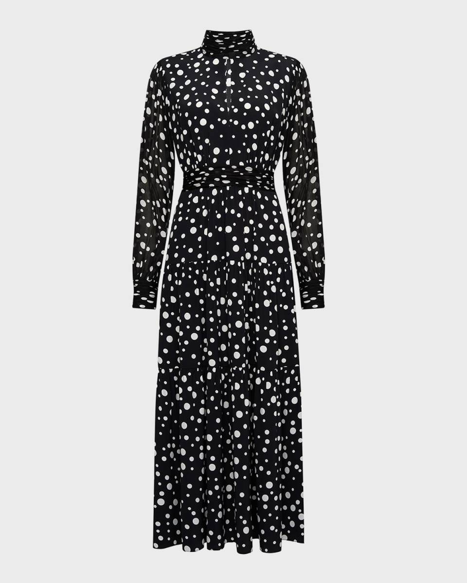 Sai Tiered Polka-Dot Midi Dress
