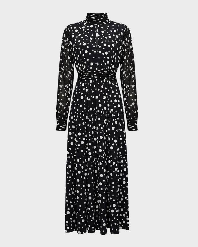 Sai Tiered Polka-Dot Midi Dress