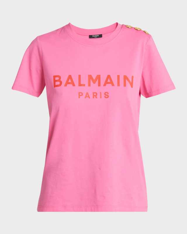 3-Button Flocked Logo T-Shirt