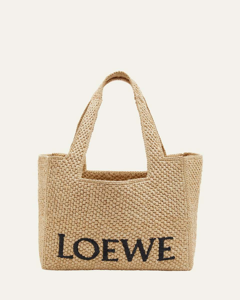 x Paula's Ibiza Font Medium Tote Bag in Raffia