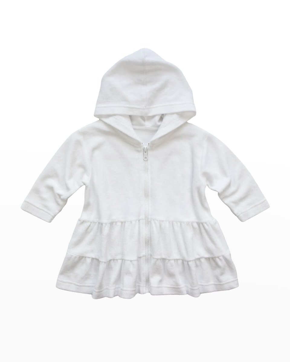 Girl's Solid Terry Hooded Tiered Coverup, Size 2-6X
