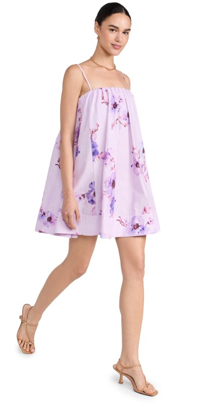 Zimmermann Lightburst Puff Mini Dress Purple Floral