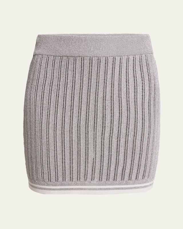 Knit Silver Mini Skirt