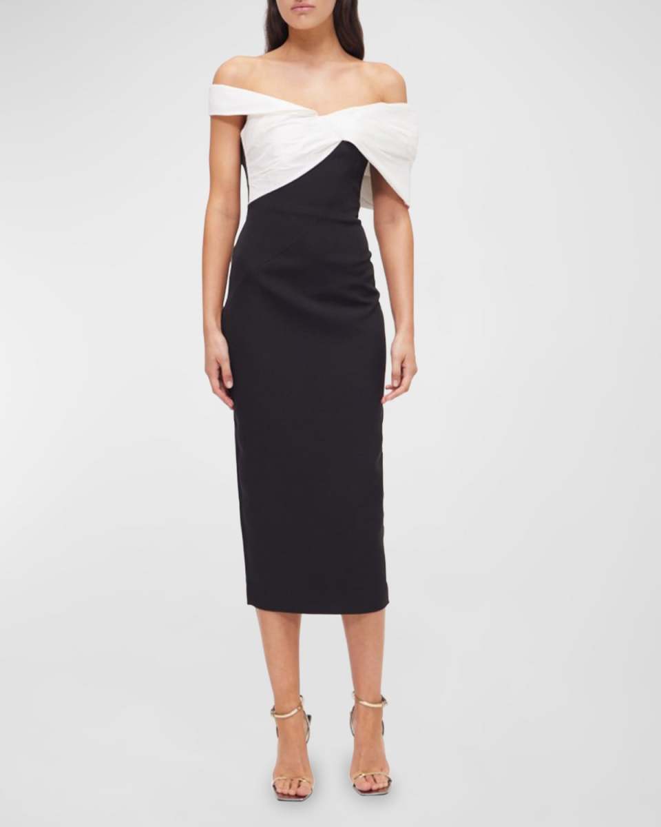 Delila Bow Off-The-Shoulder Midi Dress