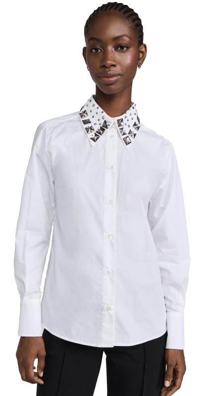 MSGM Embellished Removable Collar Blouse White