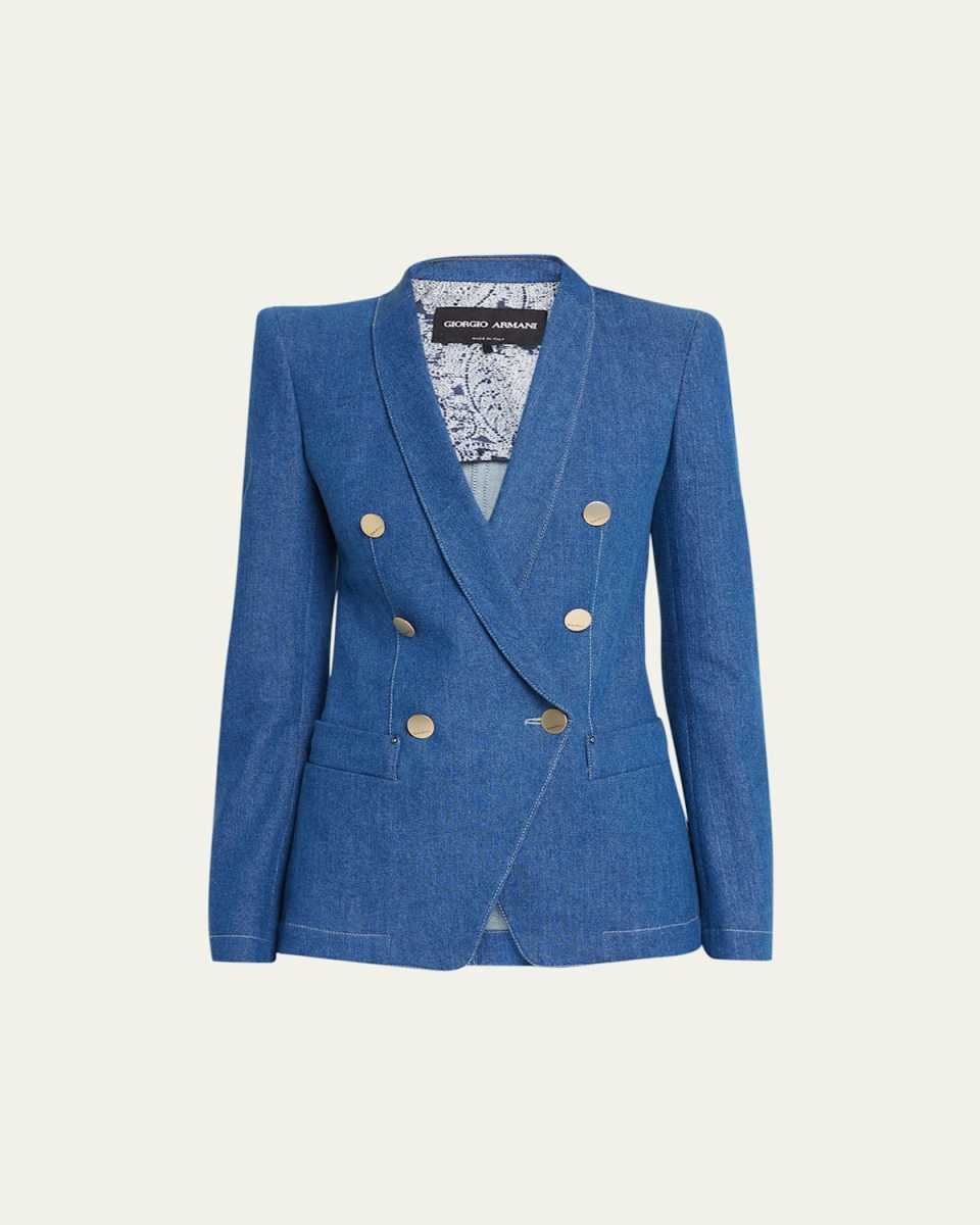 Double-Breasted Denim Blazer