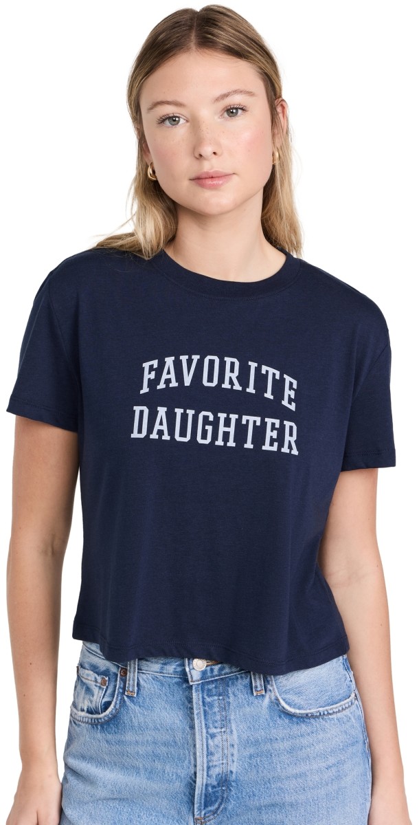 Favorite Daughter The Cropped Collegiate Tee Navy