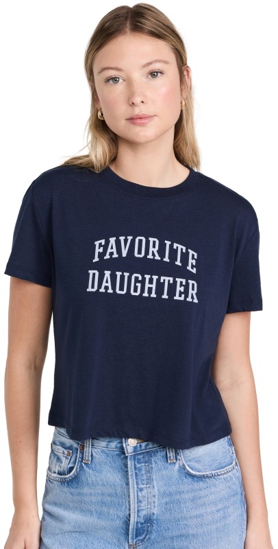 Favorite Daughter The Cropped Collegiate Tee Navy