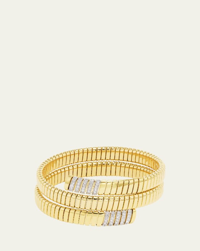 18K Yellow Gold Tubogas Diamond Wrap Bracelet